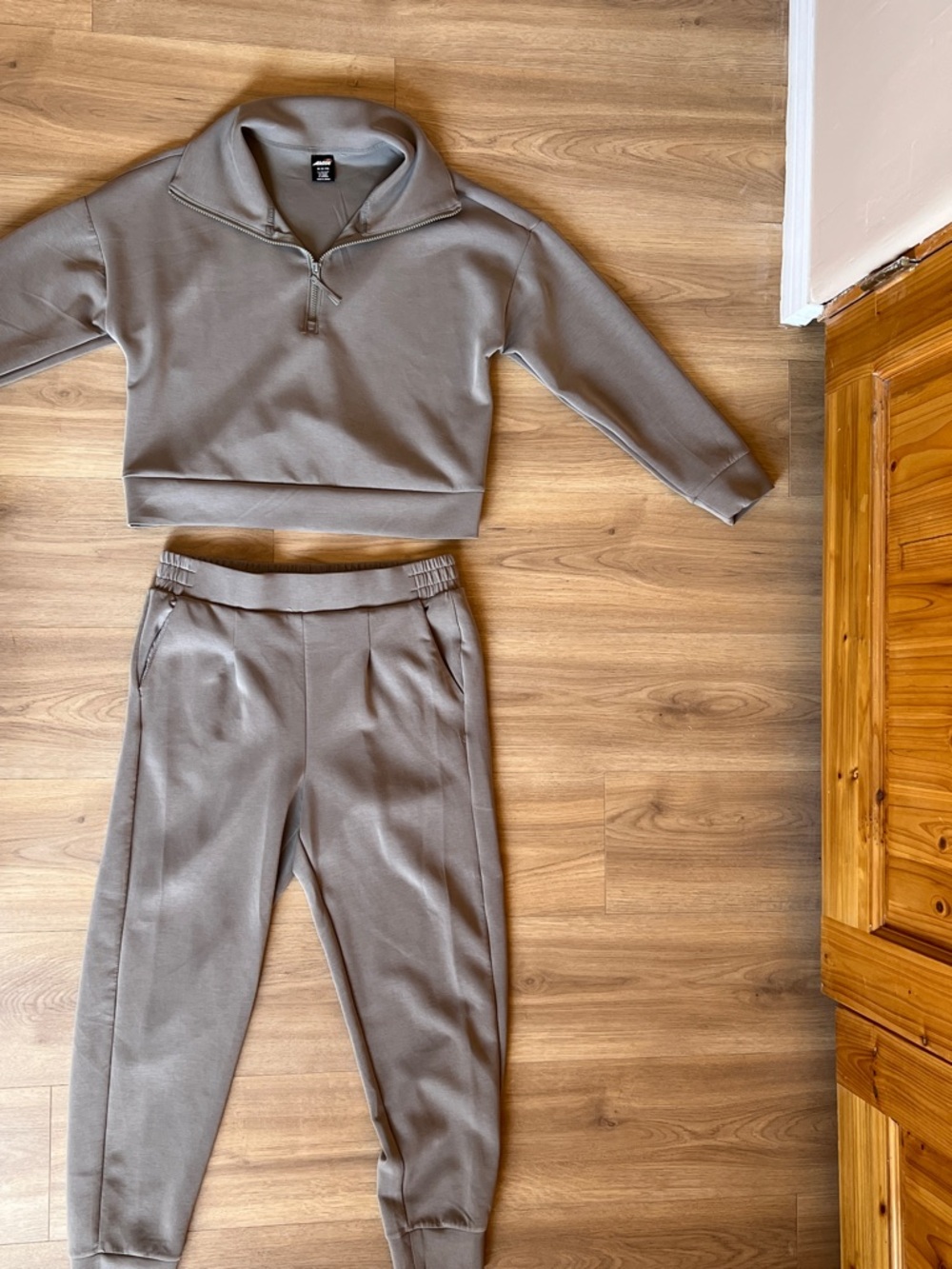 Avia Grayish Green Half-Zip Pullover & Joggers Set